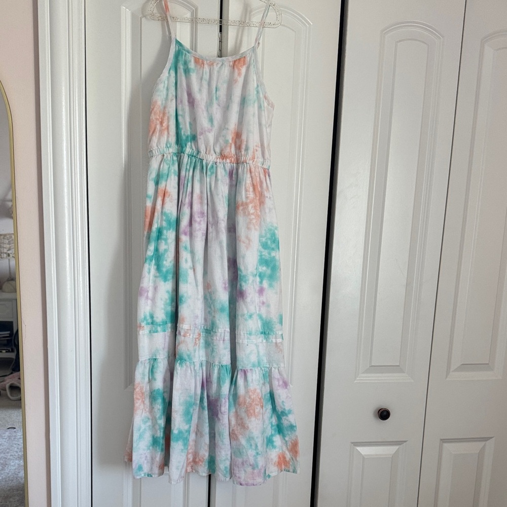 Cat & Jack Girls' Tie-Dye Maxi Dress - Teal, Peach & Lavender